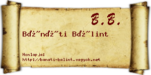 Bánáti Bálint névjegykártya